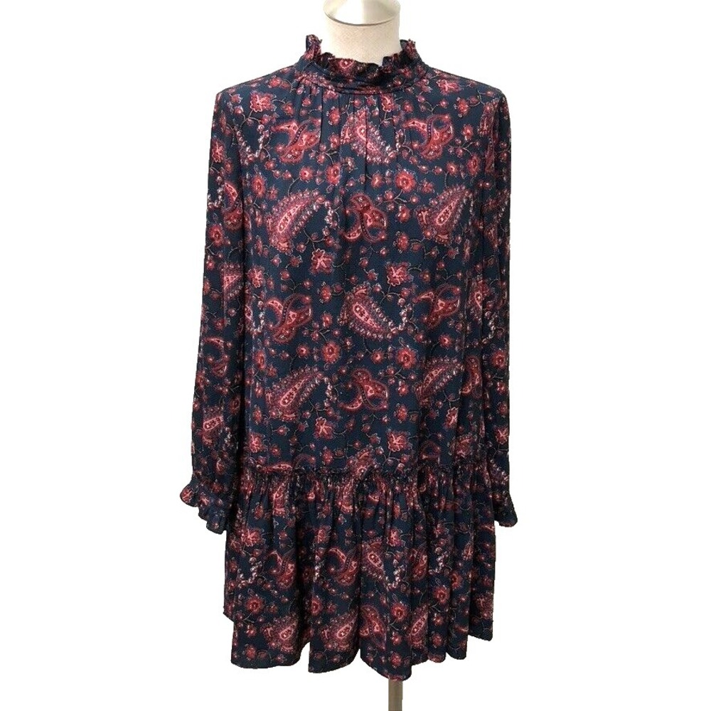 La Vie Rebecca Taylor Drop Waist Shift Dress Womens Large Paisley Whimsigoth